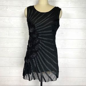 Pretty Angel Black Embellished Rose Appliqué Shirt